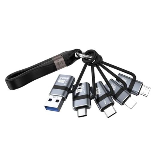 USB A to USB C 3.0 OTG Adapter, USB C to Micro Converter, IP to Type grey-6in1 gallery