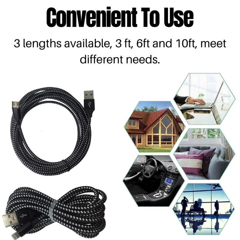 3Ft 6Ft 10Ft Micro USB Android Phone Charger Cable Cord For Samsung S7 S6 J5 LG gallery