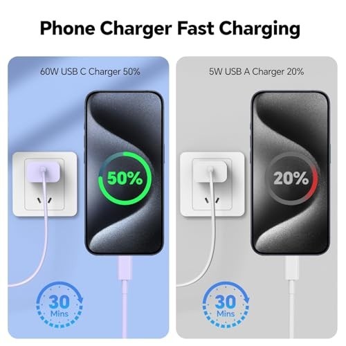 Fast Charging Phone Charger 3-Pack, 60W USB Type C Cable, 10FT Long, Compatible gallery