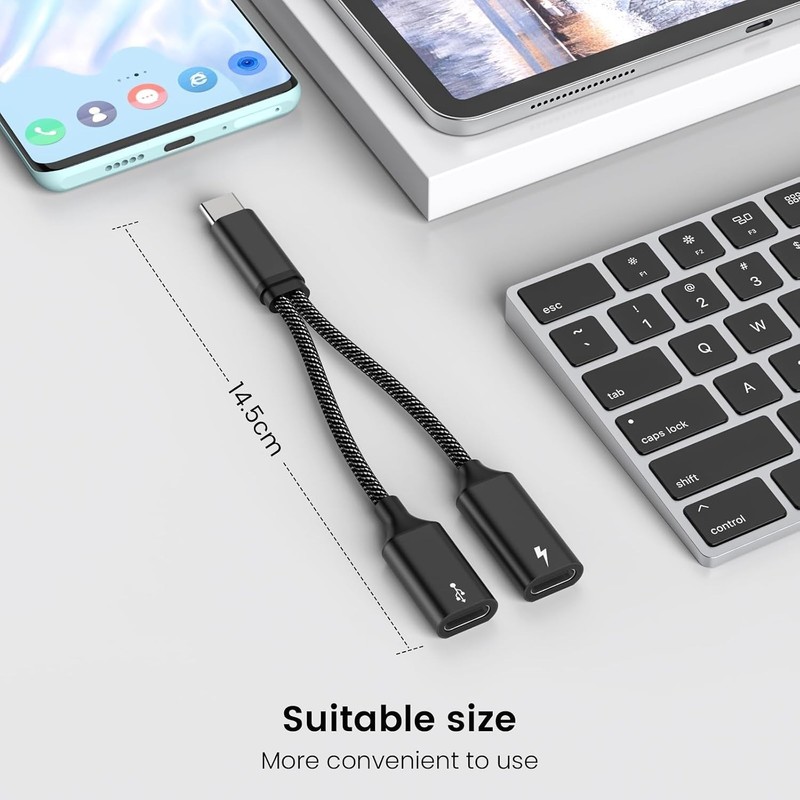 Simultaneous Charging & Data Transfer Cable - USB-C Dual Ports for Tablets gallery