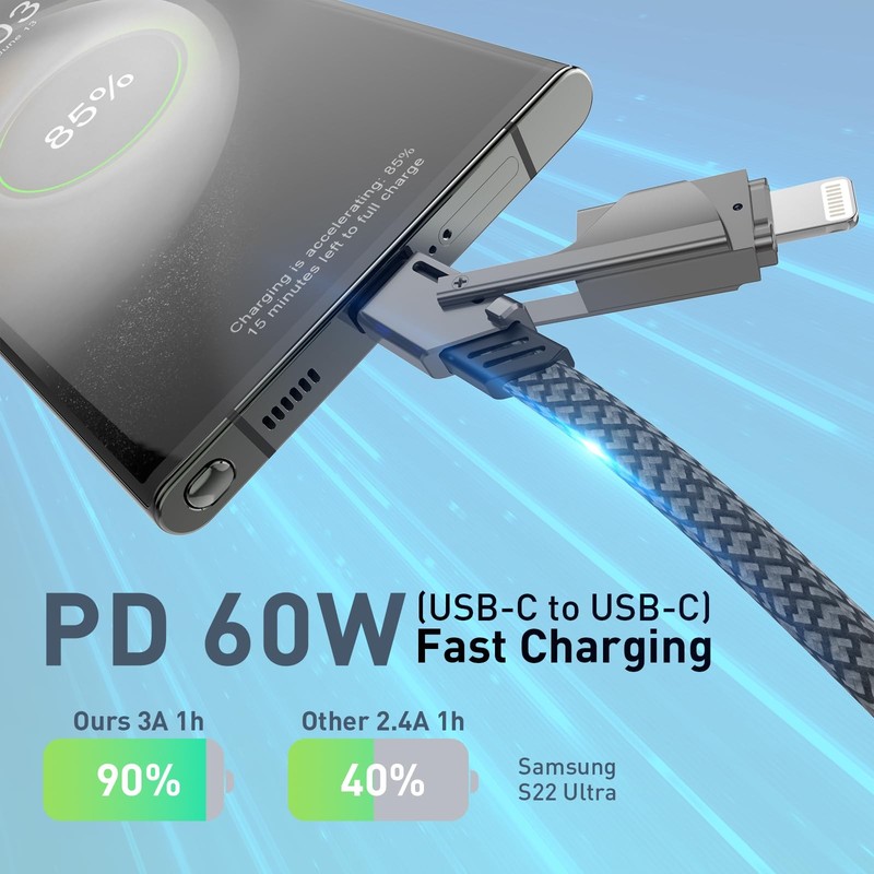 4 in 1 USB C Cable, 60W Fast Charging, 4ft Multi Charging Cable Combo for iPh... gallery