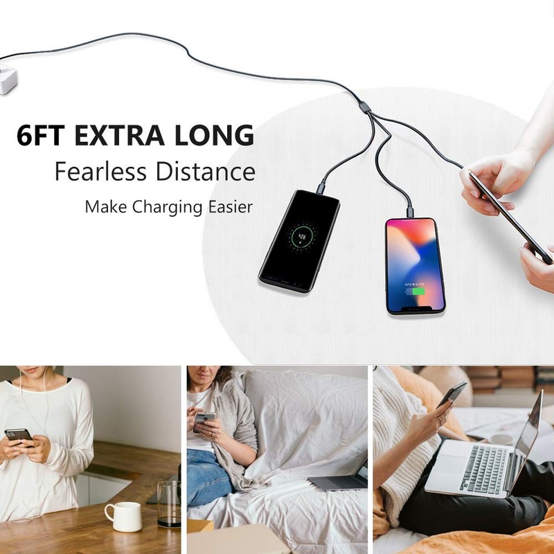 2 Pack 6FT Multi Charger Cable Universal 3 in 1 Multiple USB Charging Cord gallery