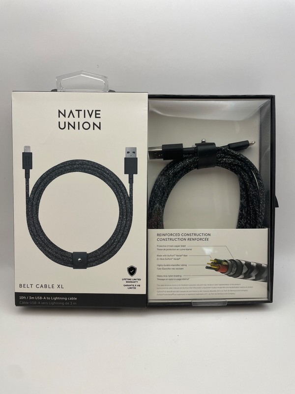Native Union MFi-Certified USB-A/8 Pin Cable -10FT Cosmos BELT-L-CS-BLK-3-NP