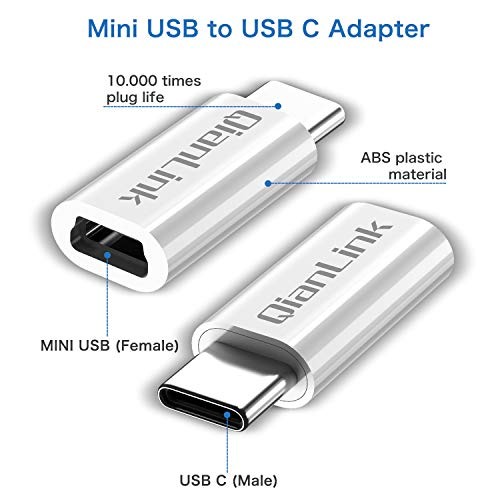 2-Pack Mini USB Female to USB C Male Adapter White gallery