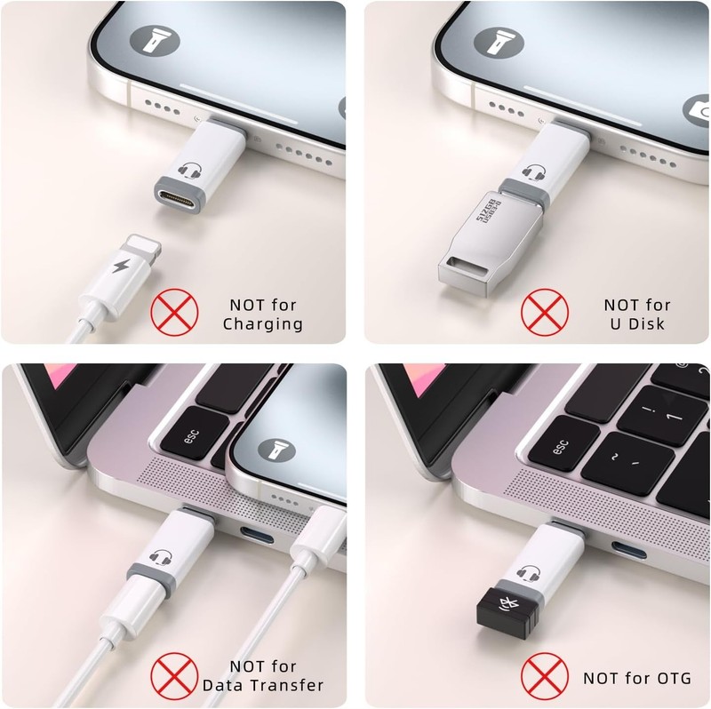 "2 Pack USB C to Light-ning Audio Adapter, Type C Male White " gallery