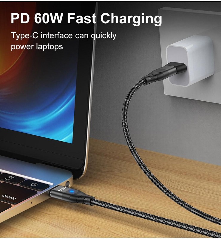 60W Magnetic Charging Cable USB C to Micro Fast Charge Data Cord Magnet Wire! gallery