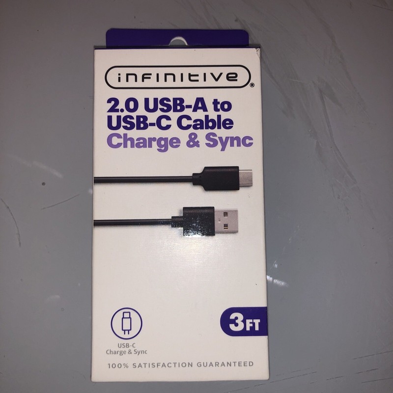 Infinitive 2.0 USB-A to USB-C Type C Charger & Sync Cable 3 foot 18W Max