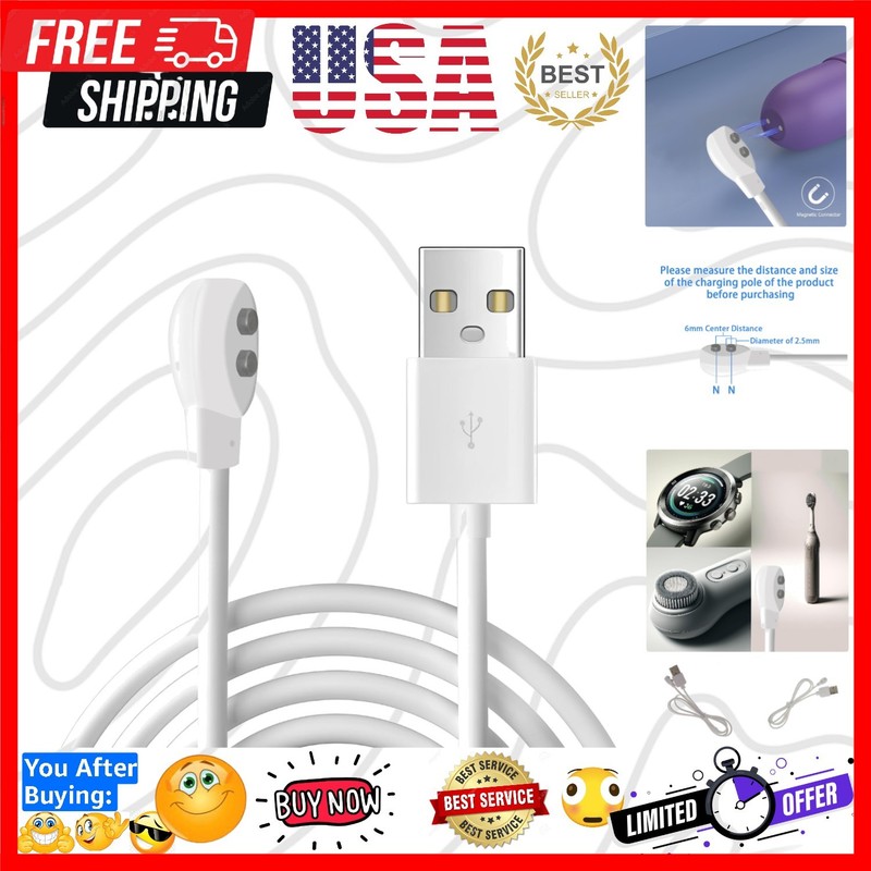 6mm Magnetic USB DC Charger Cable, 2.7ft Replacement Charging Cord | for Rech…