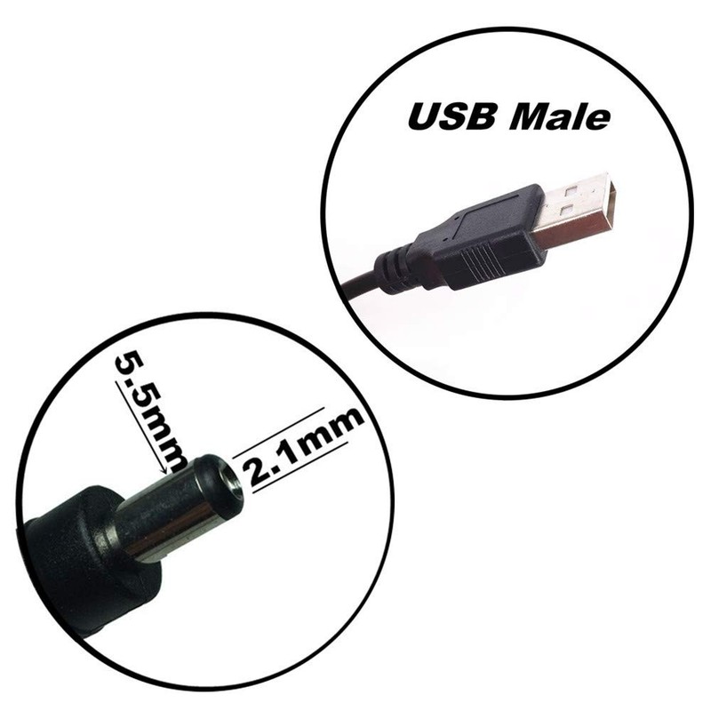 3 PCS 1m Extension Cable USB To DC 5V Male 5.5mm x 2.1mm Power Cord 3.3ft gallery