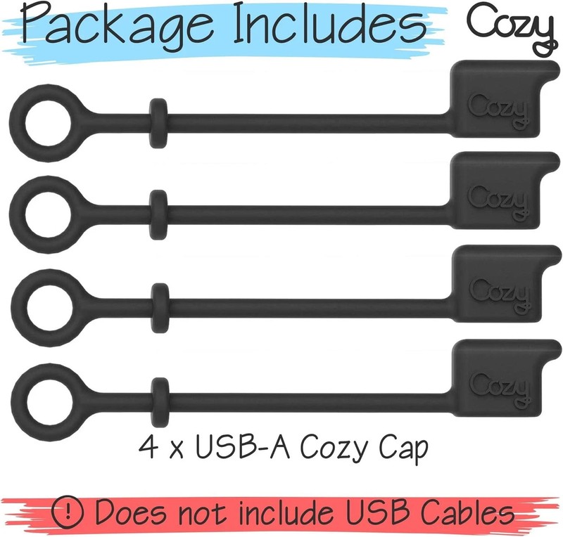 Cozy [4-Pack] USB Caps/Covers/Tether for USB A Cables with Dust Protection, Prot gallery
