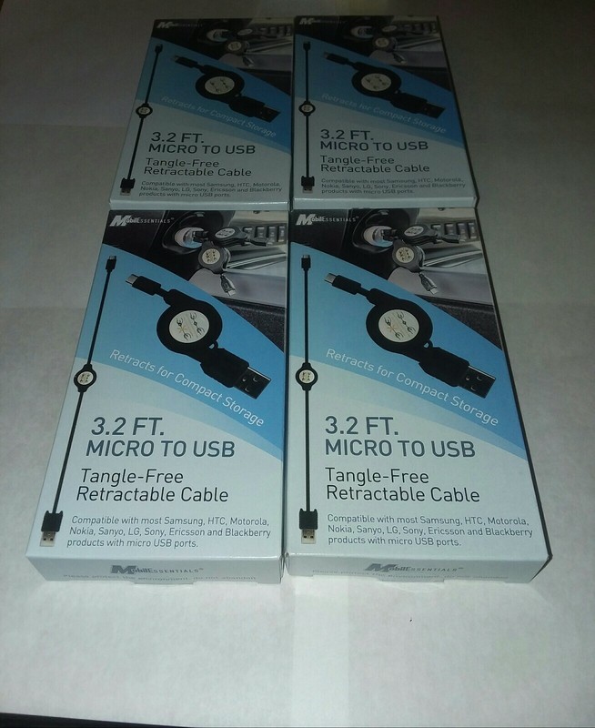 Lot of 4 MobilEssentials Charge & Sync 3.2 FT Micro USB Cable