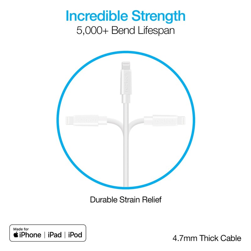Naztech 12ft White Charging & Data Sync Cable for Apple Devices gallery