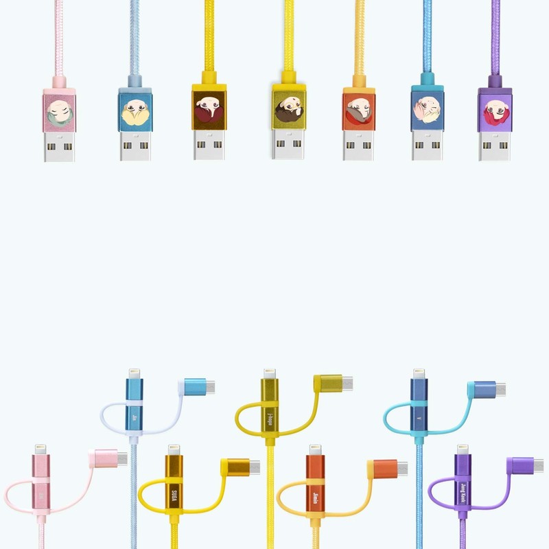 Character Cables TinyTAN 3in1 Cable V (USB-A to USB-C, Micro USB, MFI Certifi... gallery