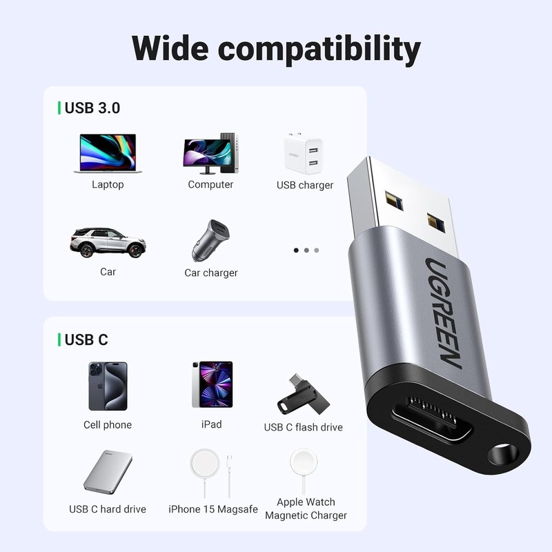 UGREEN 10Gbps USB C Female to USB Male Adapter Type C to USB A Charger Cable Con gallery