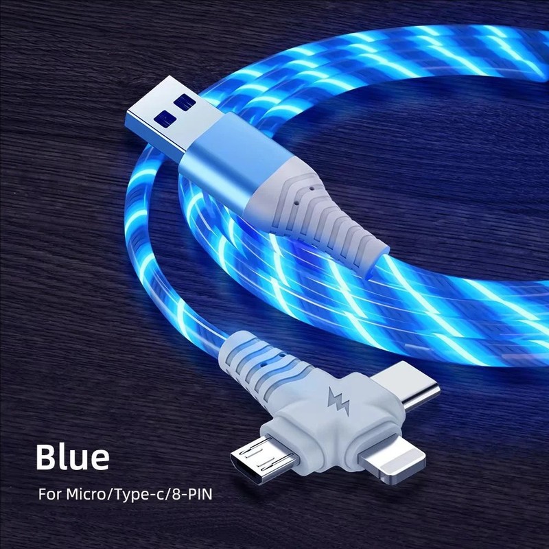 3A three in one first-class luminous USB cable LED cable USB to Micro USB/C-type