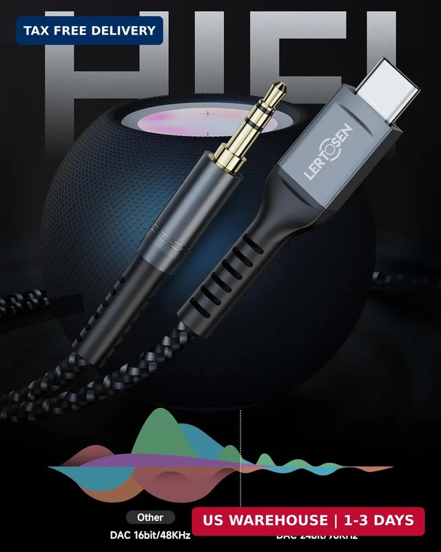 [4FT 2 Packs] USB C to 3.5mm Audio Aux Jack Cable,Type C to 3.5mm Headphone Car gallery
