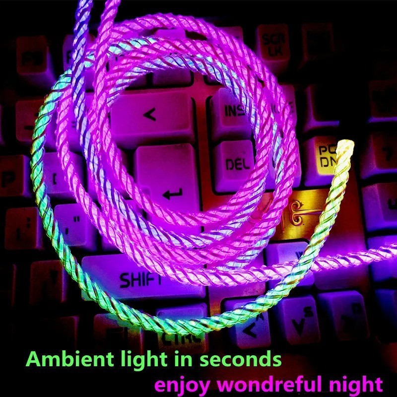 66W RGB LED Fast Charging USB C Cable PD Type C Data Cord for iPhone 15 Samsung gallery