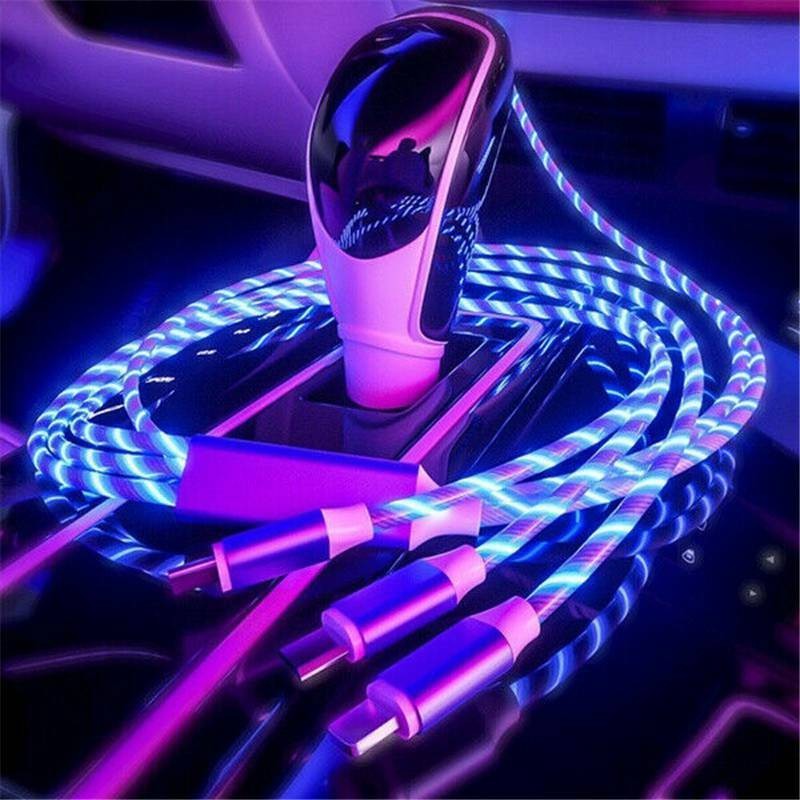 LED Light Up Flowing Glowing Fast Charging Cable Cord Charger Type-C IOS Phone gallery