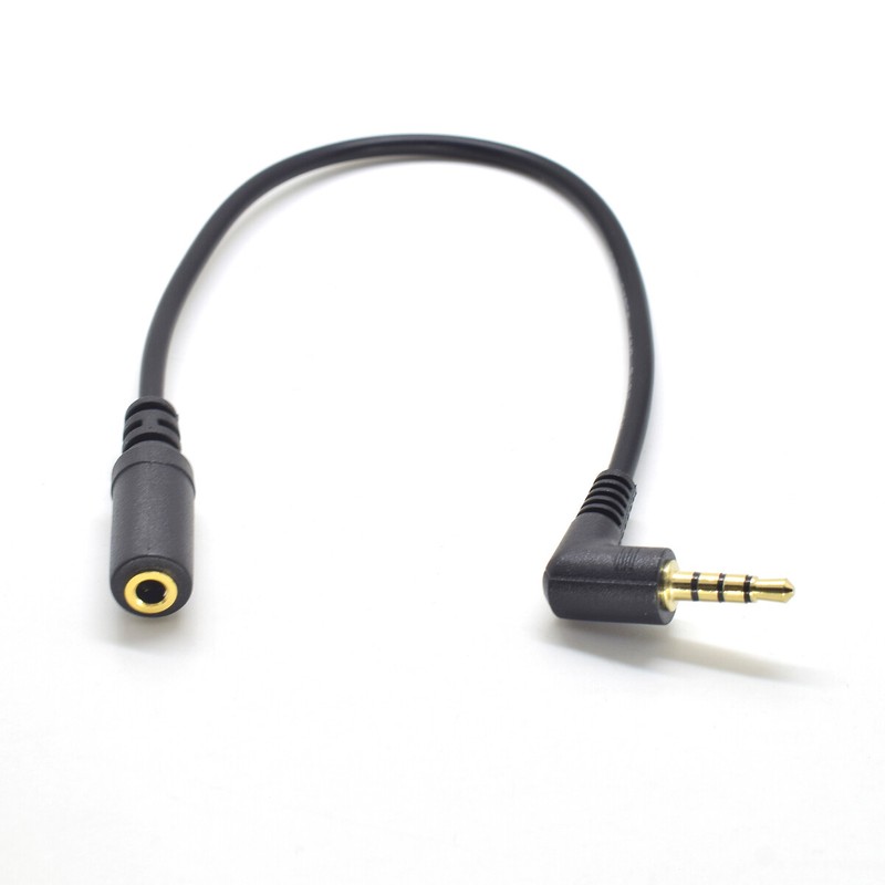 50pc 25cm Right Angle Gold 3.5mm 4 Pole Male To Female M/F Audio Extension Cable gallery
