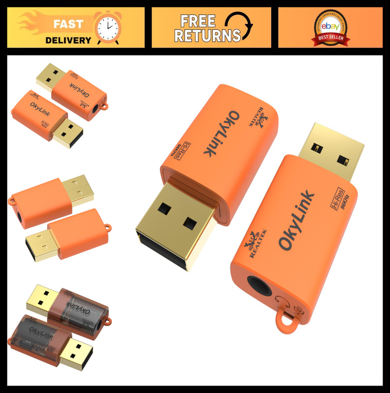 USB to 3.5mm Audio Adapter 2-Pack, Hi-Res DAC 96kHz, Plug & Play, External Sound