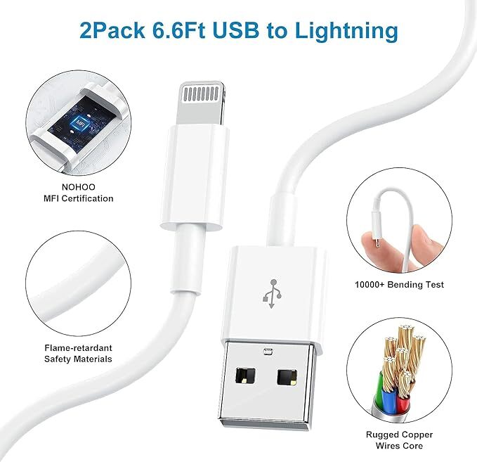3 PACK USB Data Fast Charger Cable Cord For Apple iPhone 5 6 7 8 X 11 12 13 MAX gallery