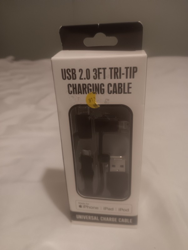 Universal 3 In 1 Charging Cable Made For iPhone iPad iPod USB 2.0 3FT TRI-TIP gallery