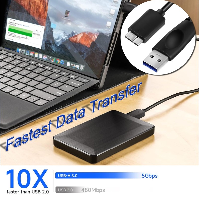 USB 3.0 Cable A to Micro B 20cm Lead Black 5 Gbps High Speed Data Cord gallery