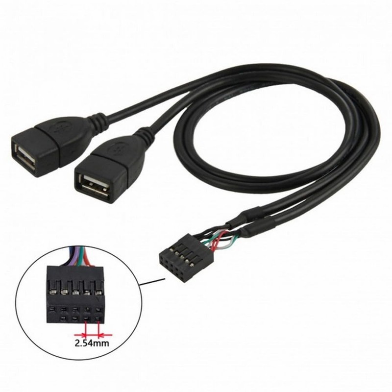 USB 10 Pin 9Pin Motherboard Female Header to Dual USB 2.0 Female Adapter Cabl... gallery
