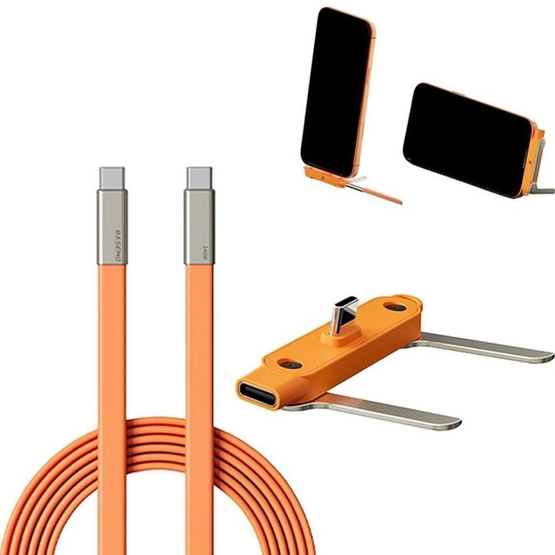240W Super Fast Charging 2in1 Charging Cable 360° Rotating Invisible Stand Kit