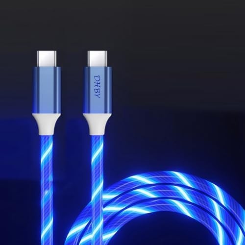 39 Inch Blue Light Up Flowing USB C to USB C PD Fast Charging Cable Cord