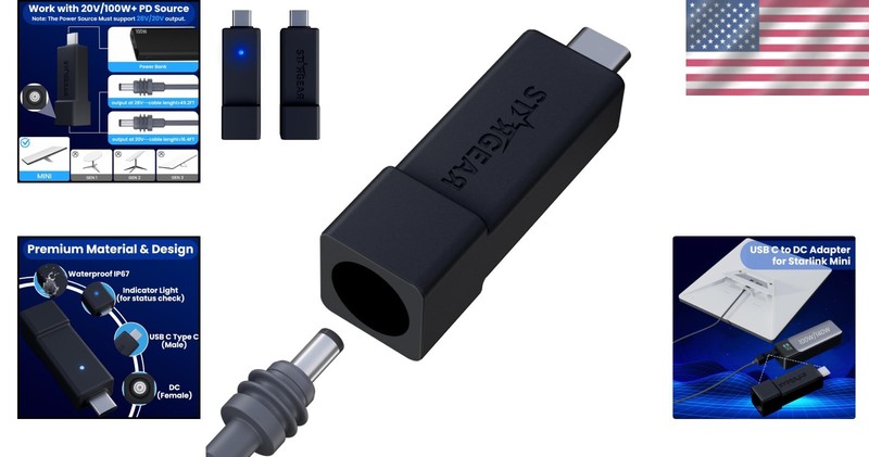 Starlink Mini Power Cable Adapter, USB C Male to DC Female gallery