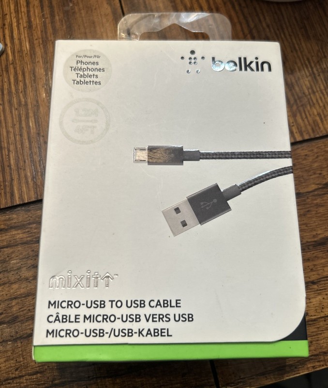 Belkin Mix It Micro USB To USB Phone Charging Cable 4ft BLACK NEW IN BOX READ