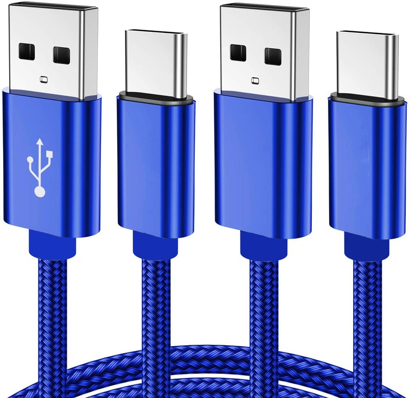 2 Pack Braided USB C Type-C Fast Charging Data SYNC Charger Cable Cord Blue gallery