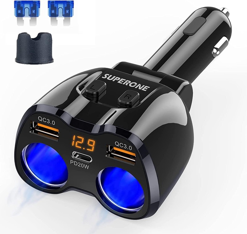 Cargador De Carro Adaptador 2 Socket 2 Usb 3.0 Coche Para Phone Tablet