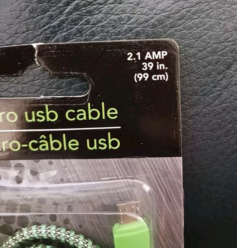 Micro USB Nylon Braided Cable 39", Green gallery