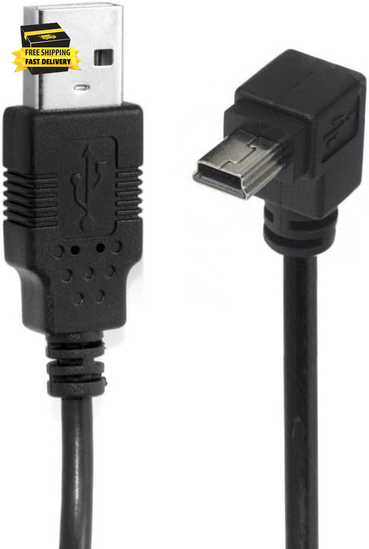 Mini USB Cable USB 2.0 Male to Mini USB 5 Pin Male 90 Degree up Angled Charging