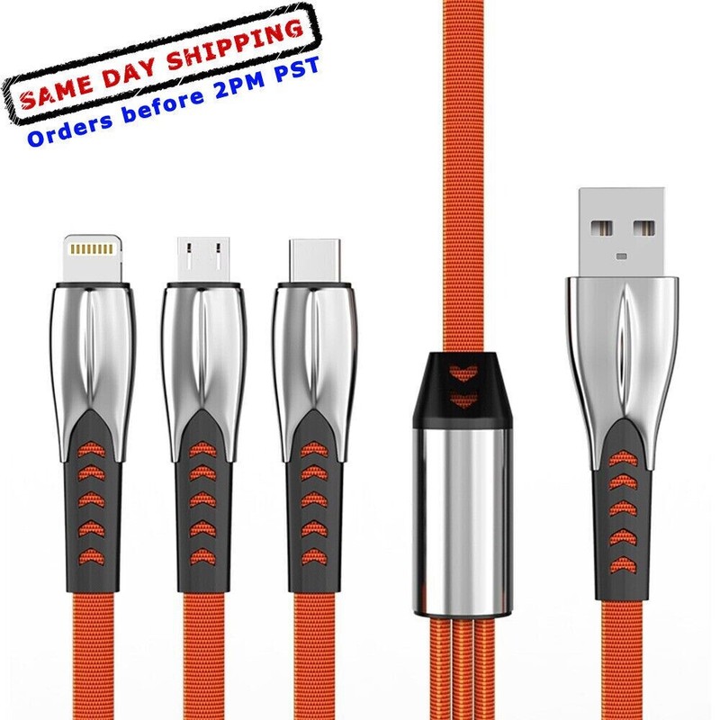 3 in 1 Multi USB Charging Cable Fast Charger Cord For T-Mobile OnePlus 9 Pro USA