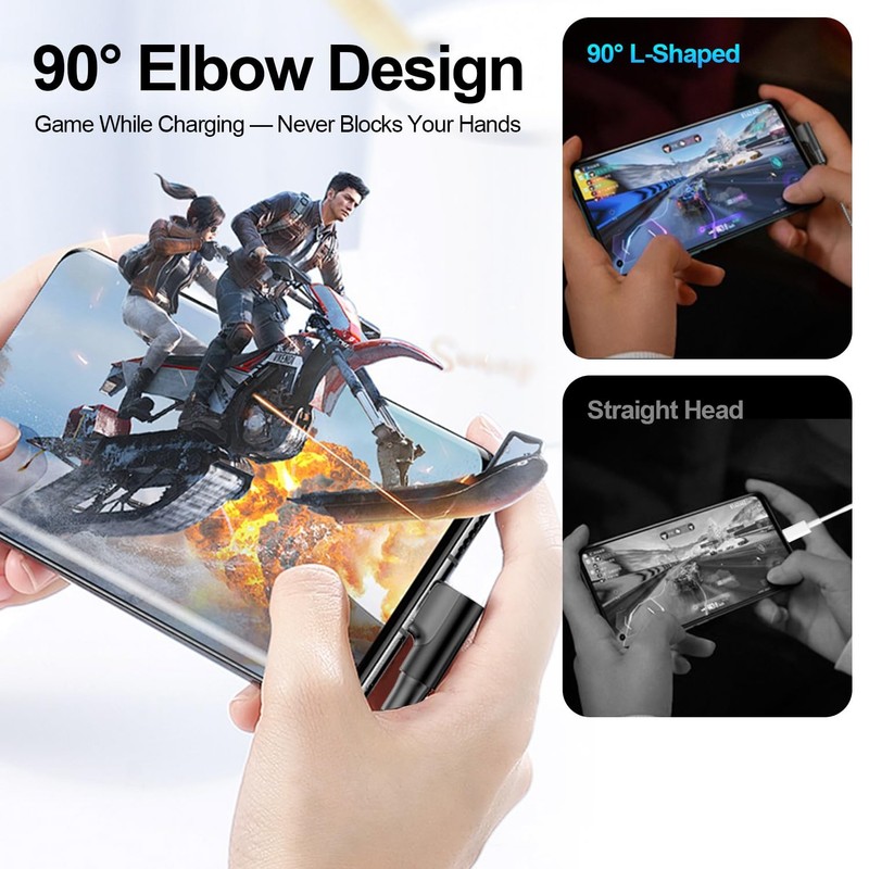 USB to Fast Charging Cable Long USBC 90 Degree Cable 10FT -Braided Charger Co... gallery