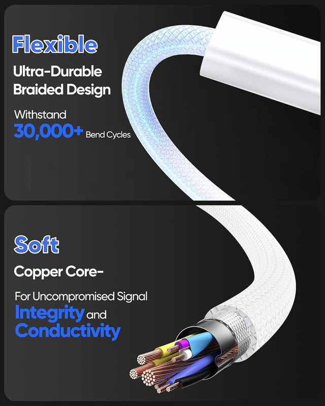 240W USB-C Charge Cable 2M 2-Pack,[Soft & Flexible Braided] 6.6 FT USB C Cable gallery