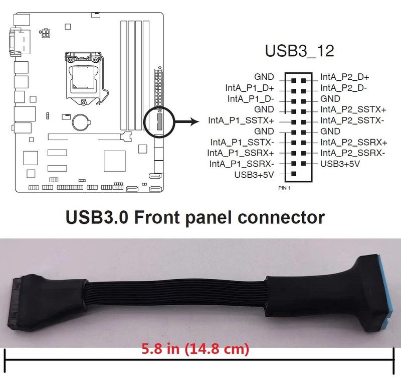 USB 3.0 Header Splitter Extension Cable,Motherboard USB 3.0 Internal hub Spli... gallery