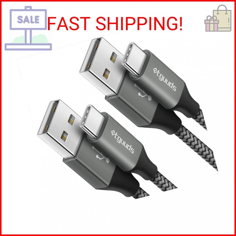 etguuds USB to USB C Cable 2ft, 2-Pack USB A to Type C Charger Cord Fast Chargin