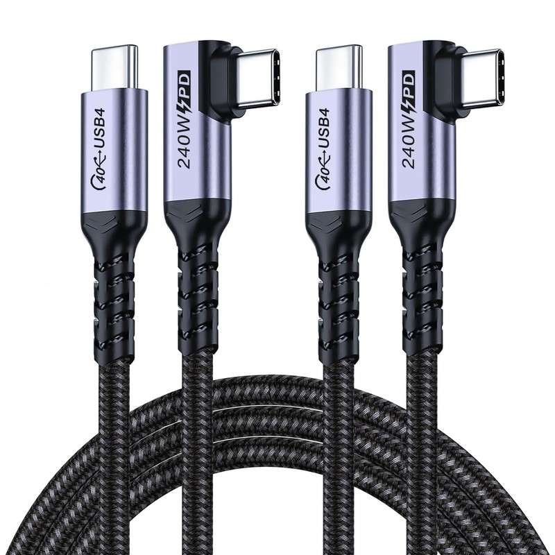 Long USB C to USB C Cable 6.6FT 2 Packs, 240W USB 4 Right Angle