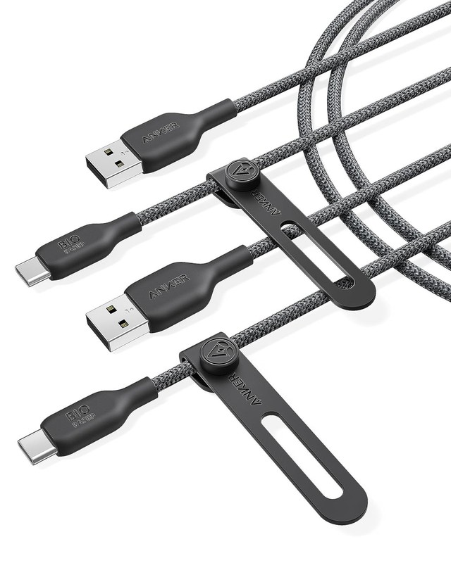 Durable USB A to C Charger Cable Bio-Braided Fast Charging Power Cord Lead