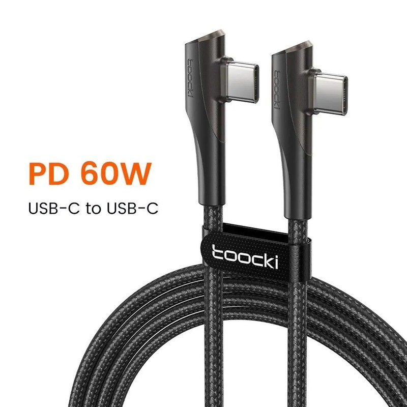Toocki USB C Cable 60W 100W Fast Charging 90° Elbow Type C Data Cord