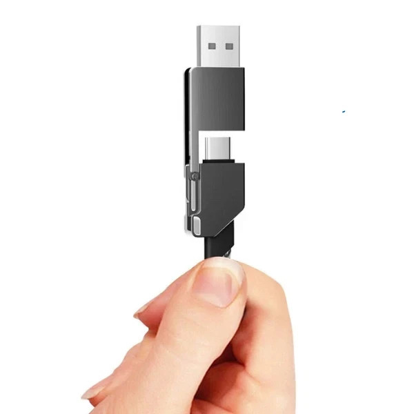4-in-1 60W USB-C Fast Charging Keychain Cable: Data Sync for Phone Tablet Y3ND. gallery