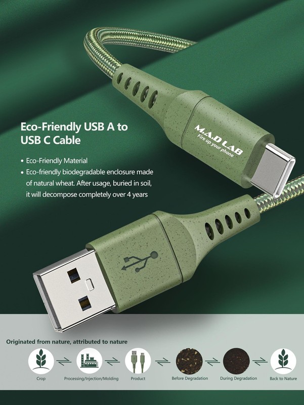 M A D LAB USB to USB C Cable; 3;3 Ft Nylon Braided; 3A Charging; 480 Mbps Dat... gallery