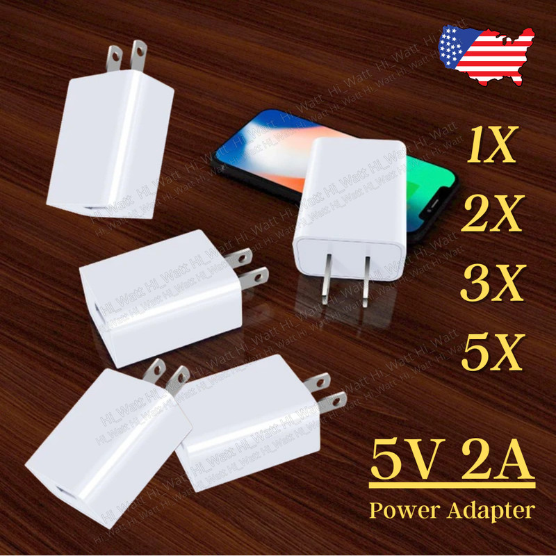 1-5Pcs 5V2A 5V 2A USB Wall Charger Power Adapter Plug Supply Charging Phone Lot