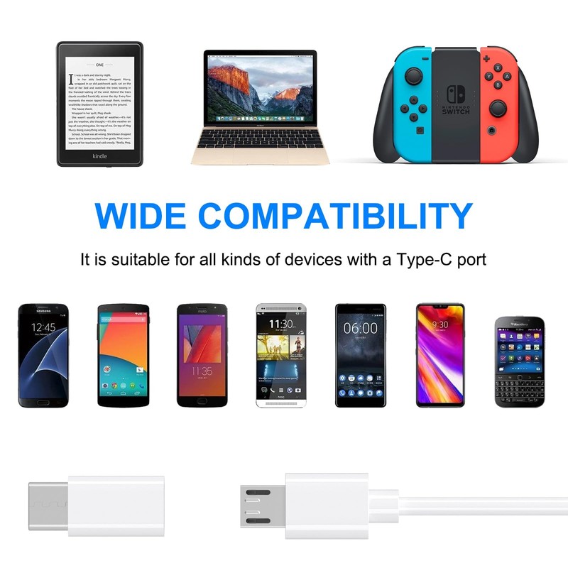 4 Pack Micro USB to C Adapter, Micro-USB Female USB-C Male OTG White gallery