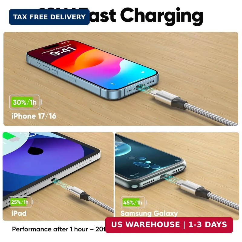 20 Ft USB C Cable, Long USB a 2.0 to Type C 12W Fast Charging & Data Transfer Co gallery