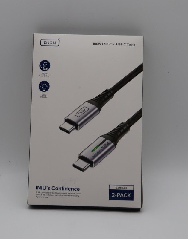 INIU Cable(6.6Ft, 2-Pack) 100W USB C to C Fast Charging Cord, Braided New!